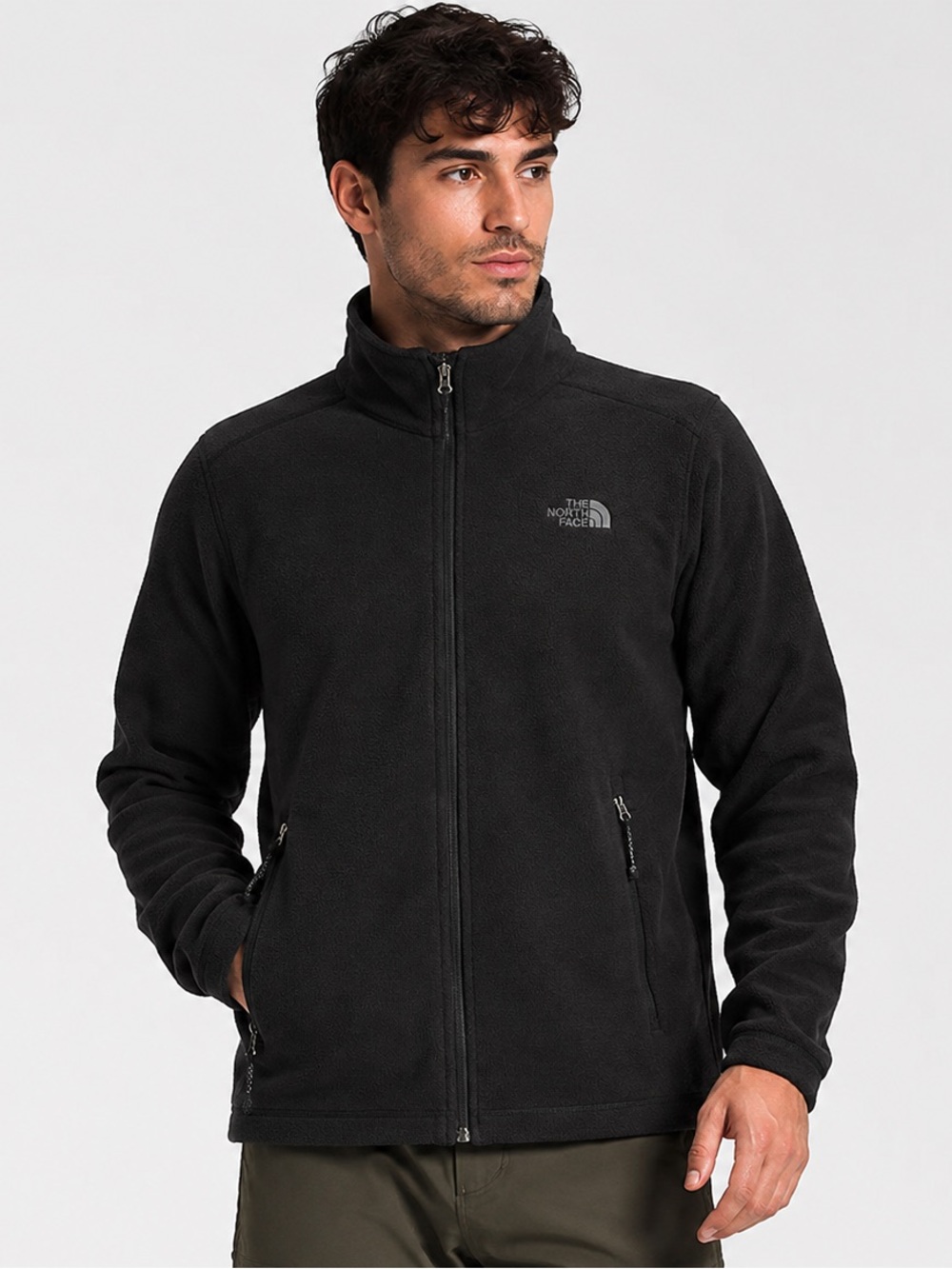 The North Face Texture Cap Rock Fleece Jacket Men XL Black Full Zip